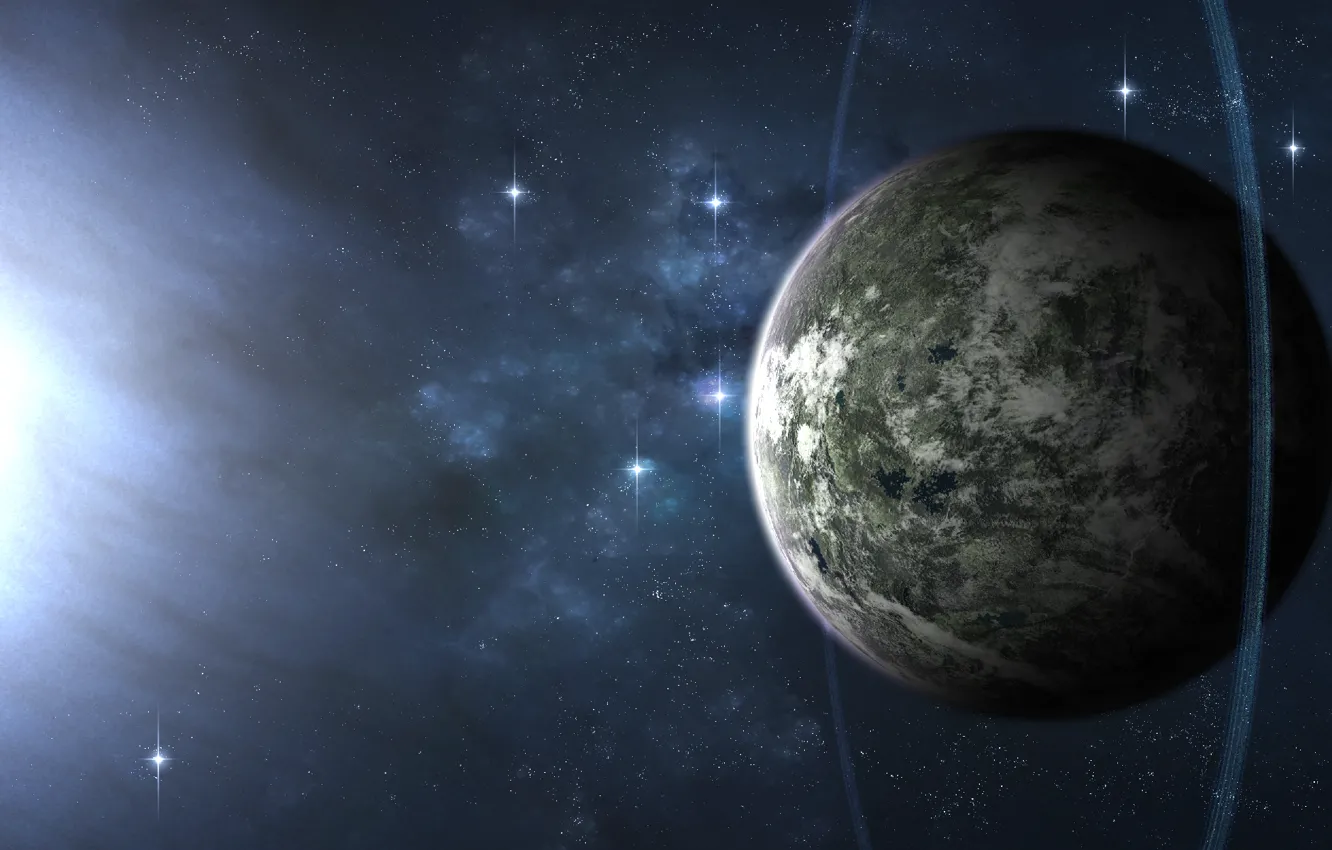 Photo wallpaper space, stars, planet, ring, tadp0l3