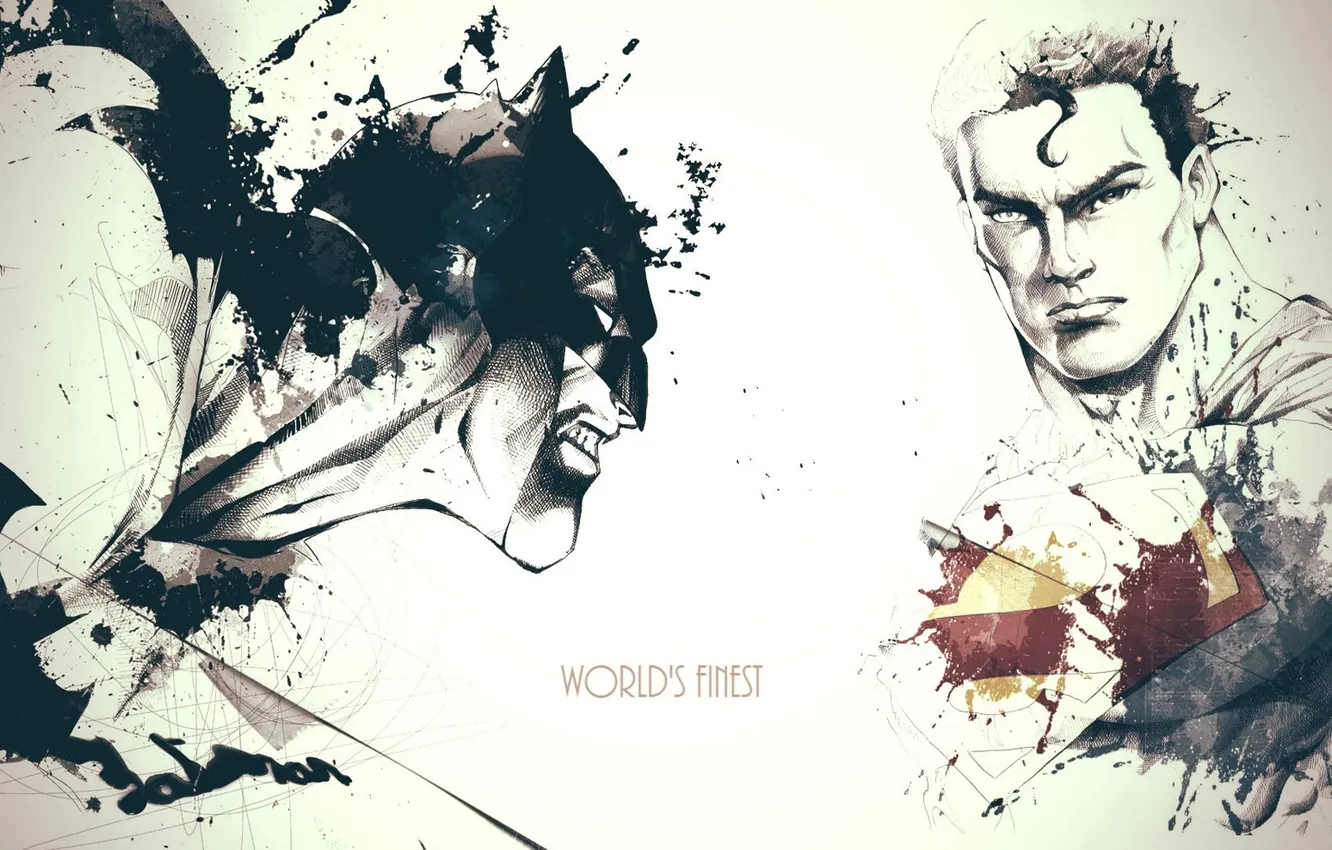Photo wallpaper Batman, art, Superman, David Despau
