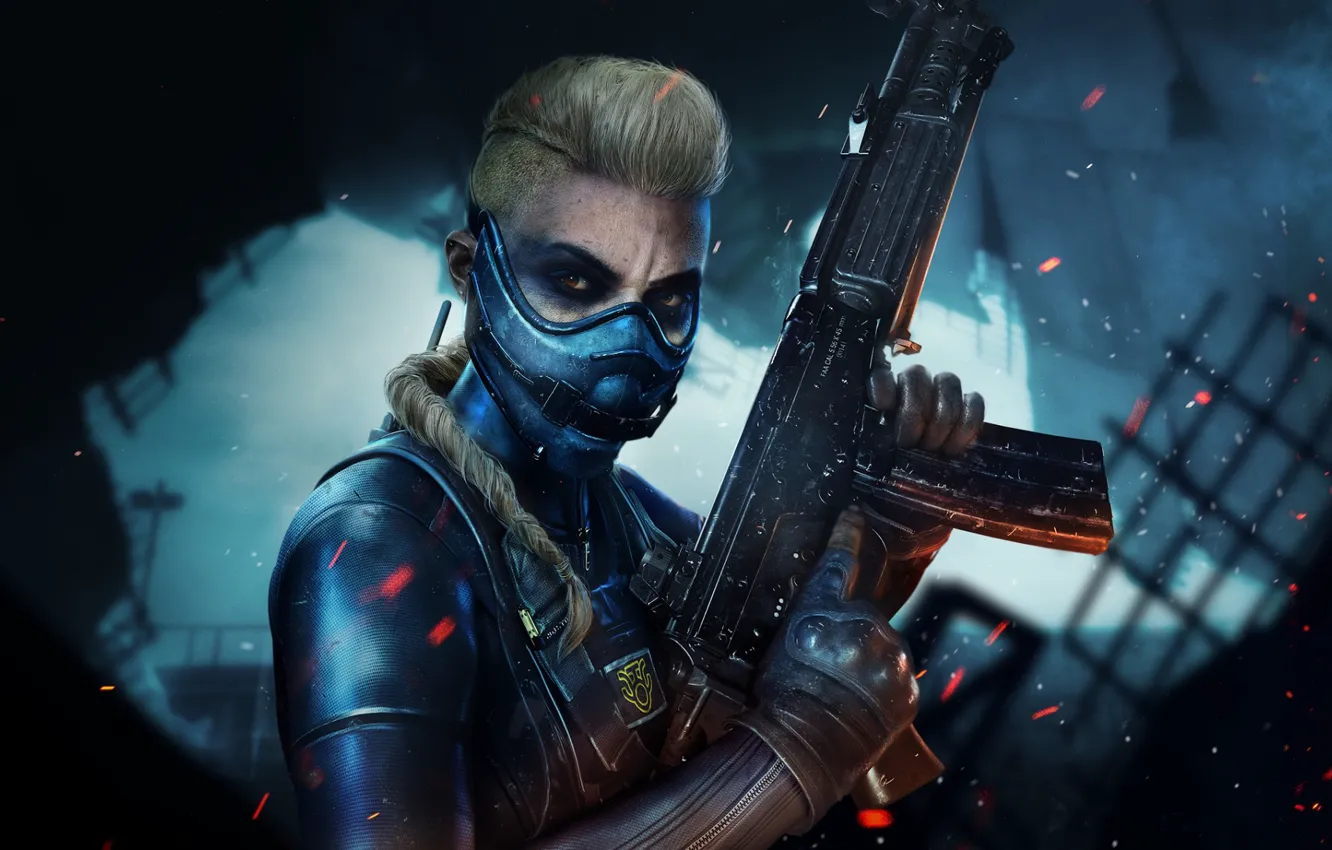 Photo wallpaper look, weapons, shadow, mask, Call of Duty, equipment, Activision, Warzone