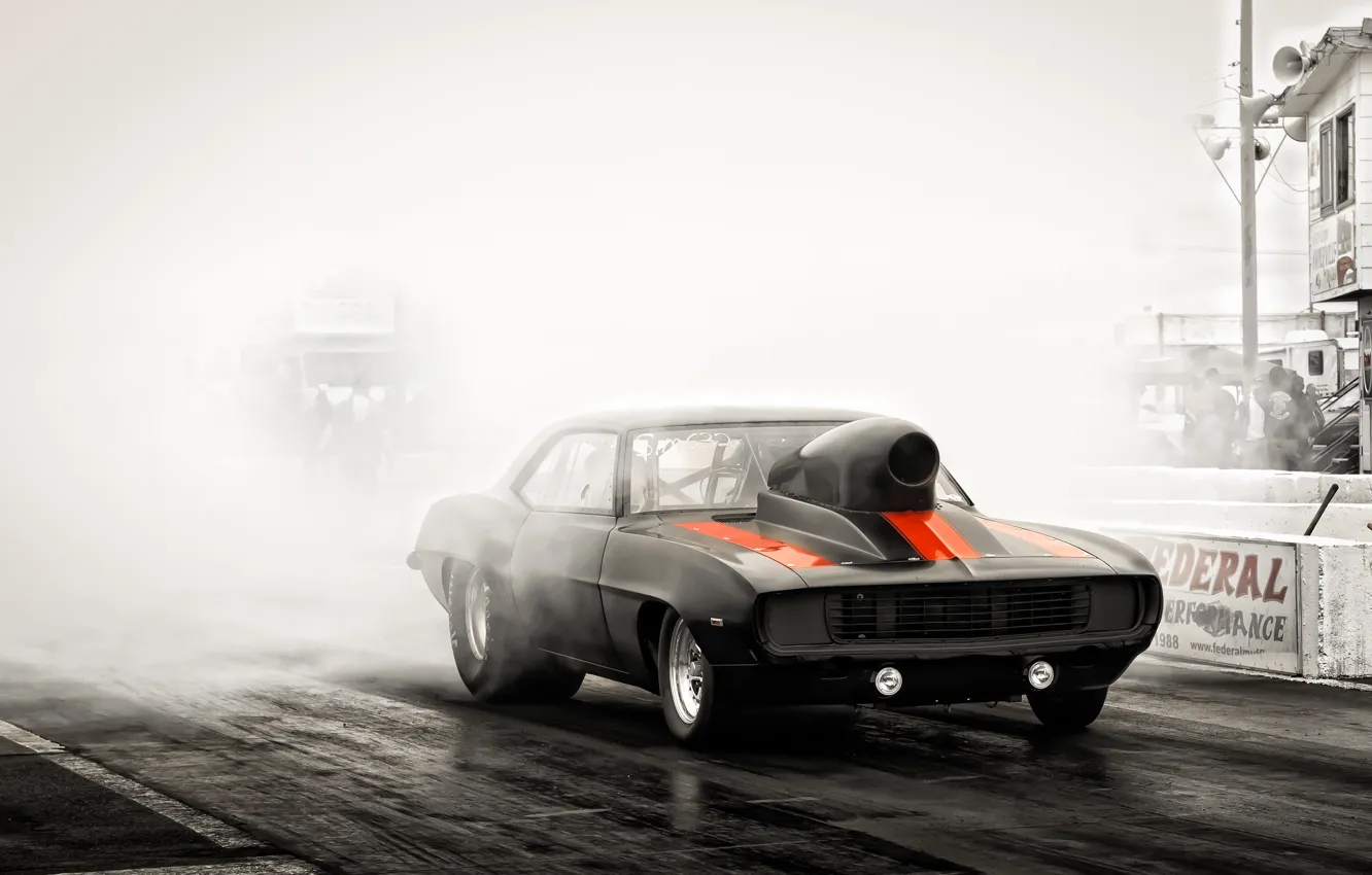 Photo wallpaper race, black, track, Chevrolet, Camaro, muscle car, Camaro, Classica