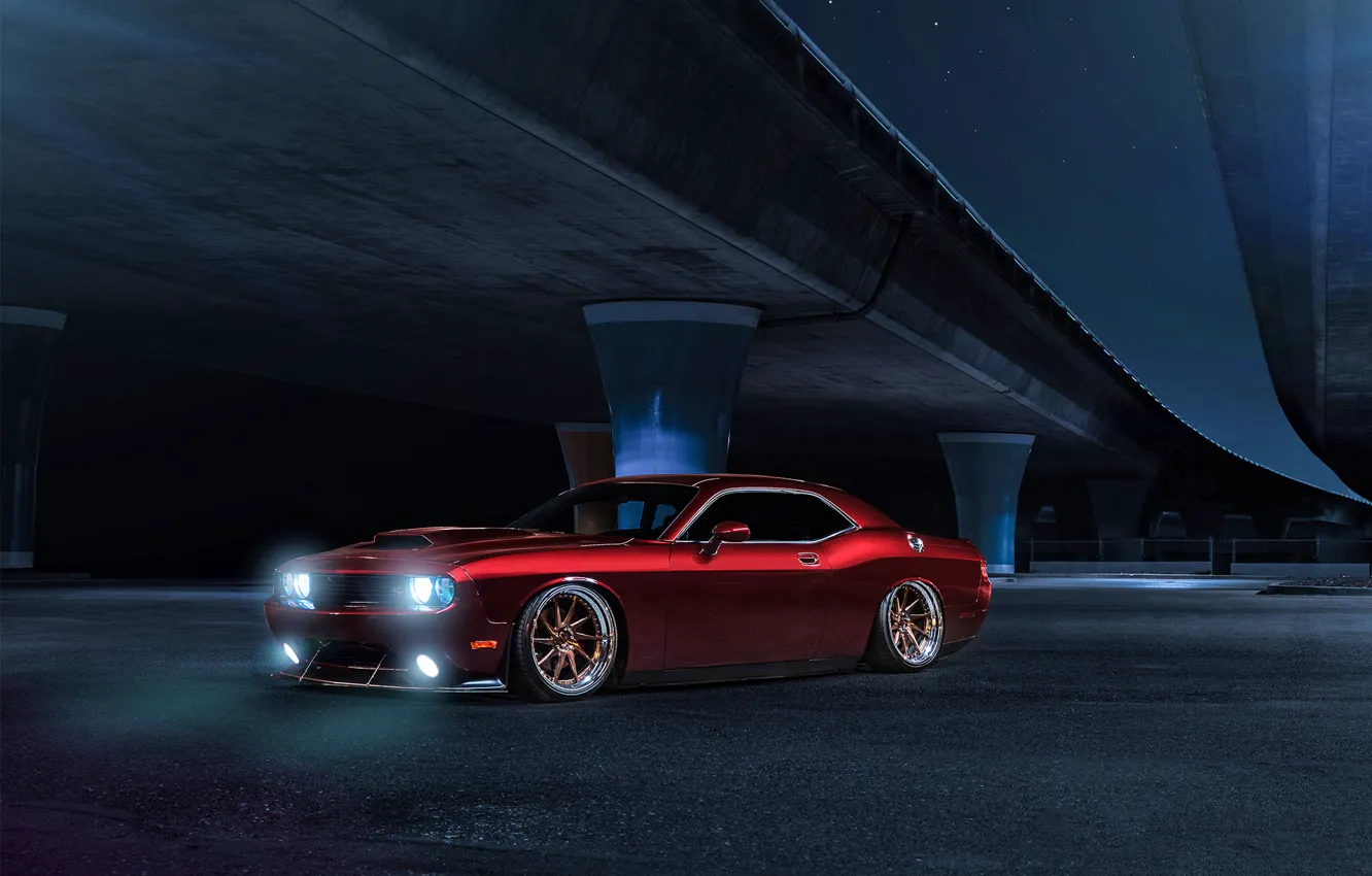 Photo wallpaper Muscle, Dodge, Challenger, Red, Car, Candy, Front, American