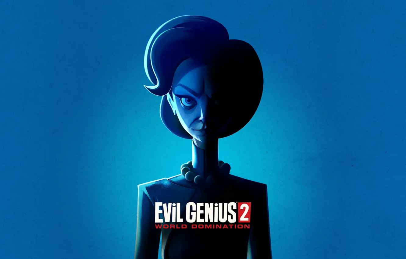 Photo wallpaper villain, Emma, girls, blue background, games, Evil Genius 2 World Domination