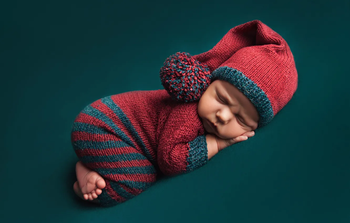 Photo wallpaper sleep, baby, costume, jumpsuit, child, baby, cap, Falco Manu