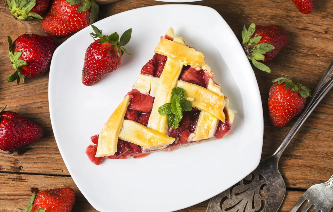 Photo wallpaper berries, strawberry, pie, fresh, cake, sweet, strawberry, berries