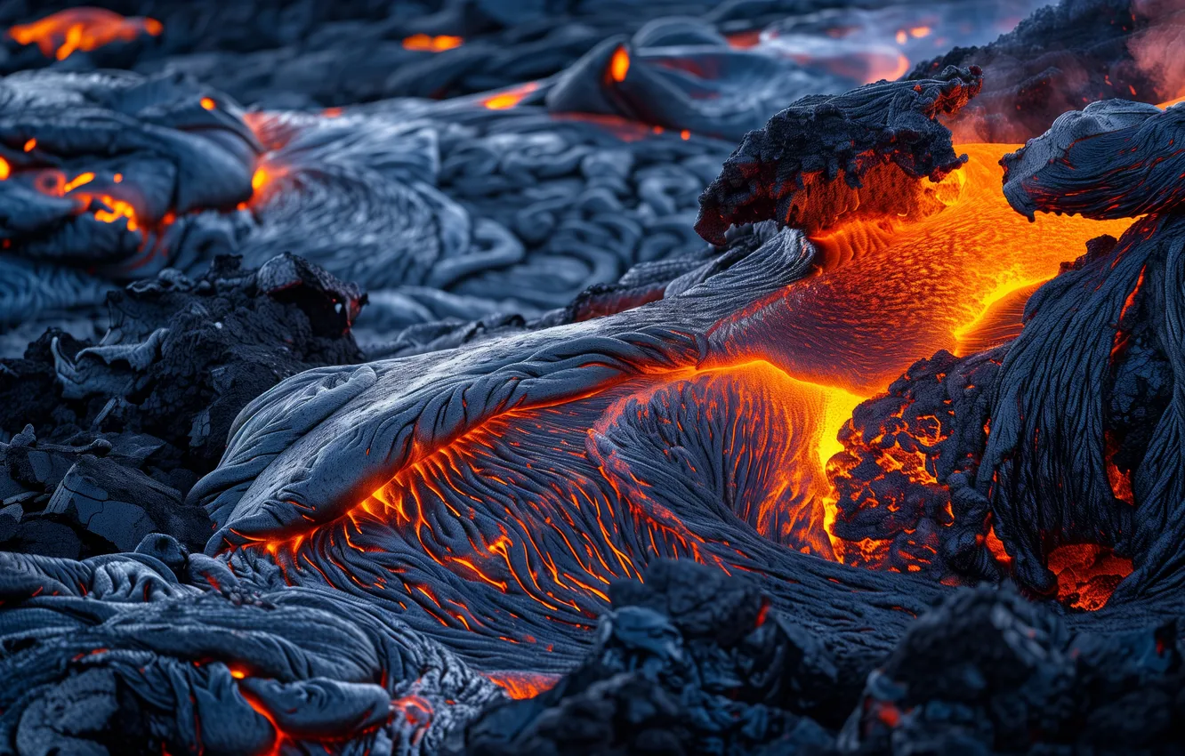 Photo wallpaper pattern, lava, Heat, molten rock