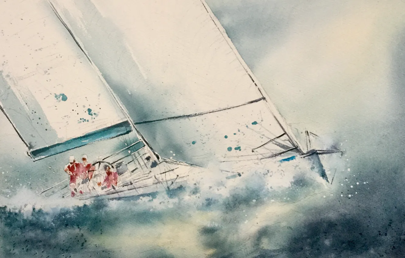 Photo wallpaper sea, yacht, sail