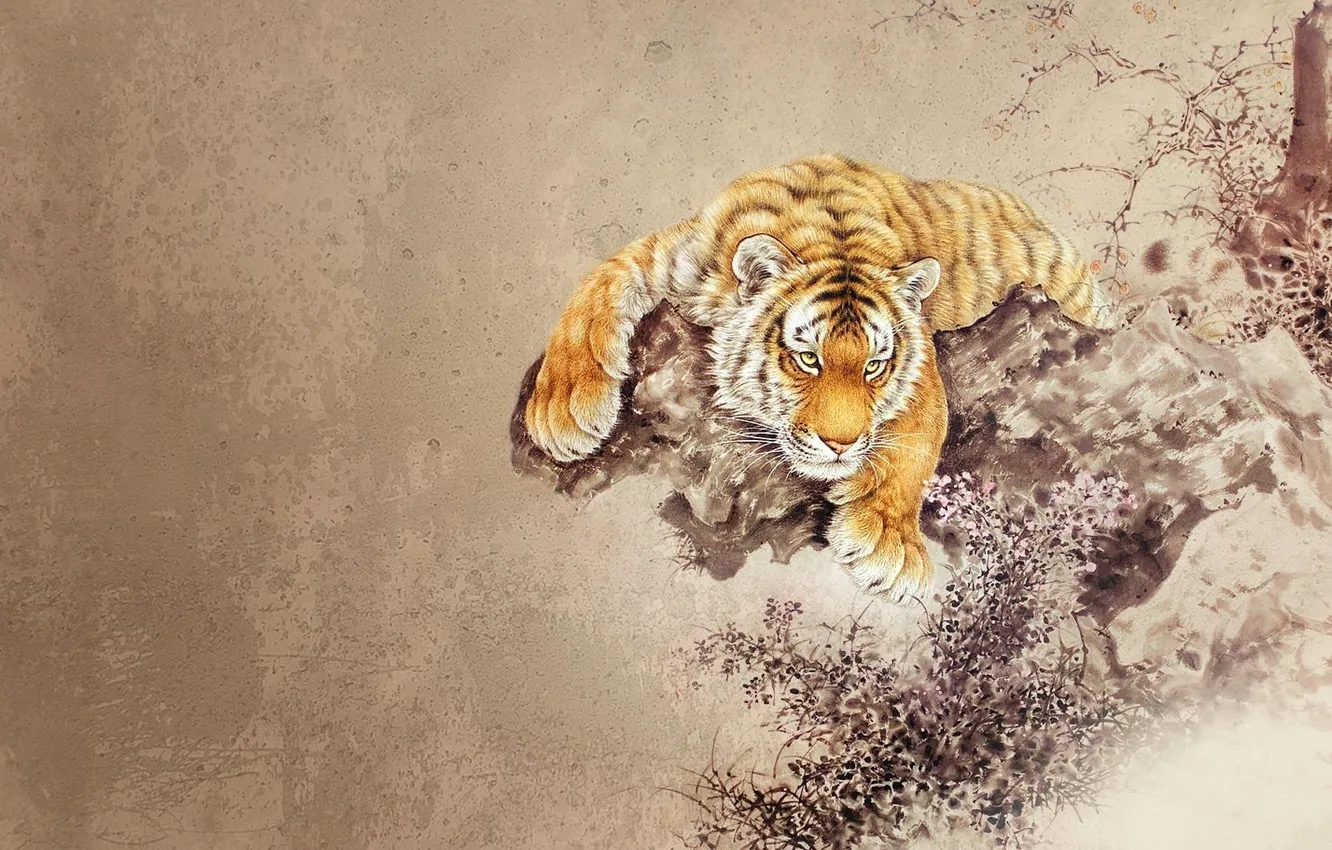 Photo wallpaper abstraction, Tiger, fantasy