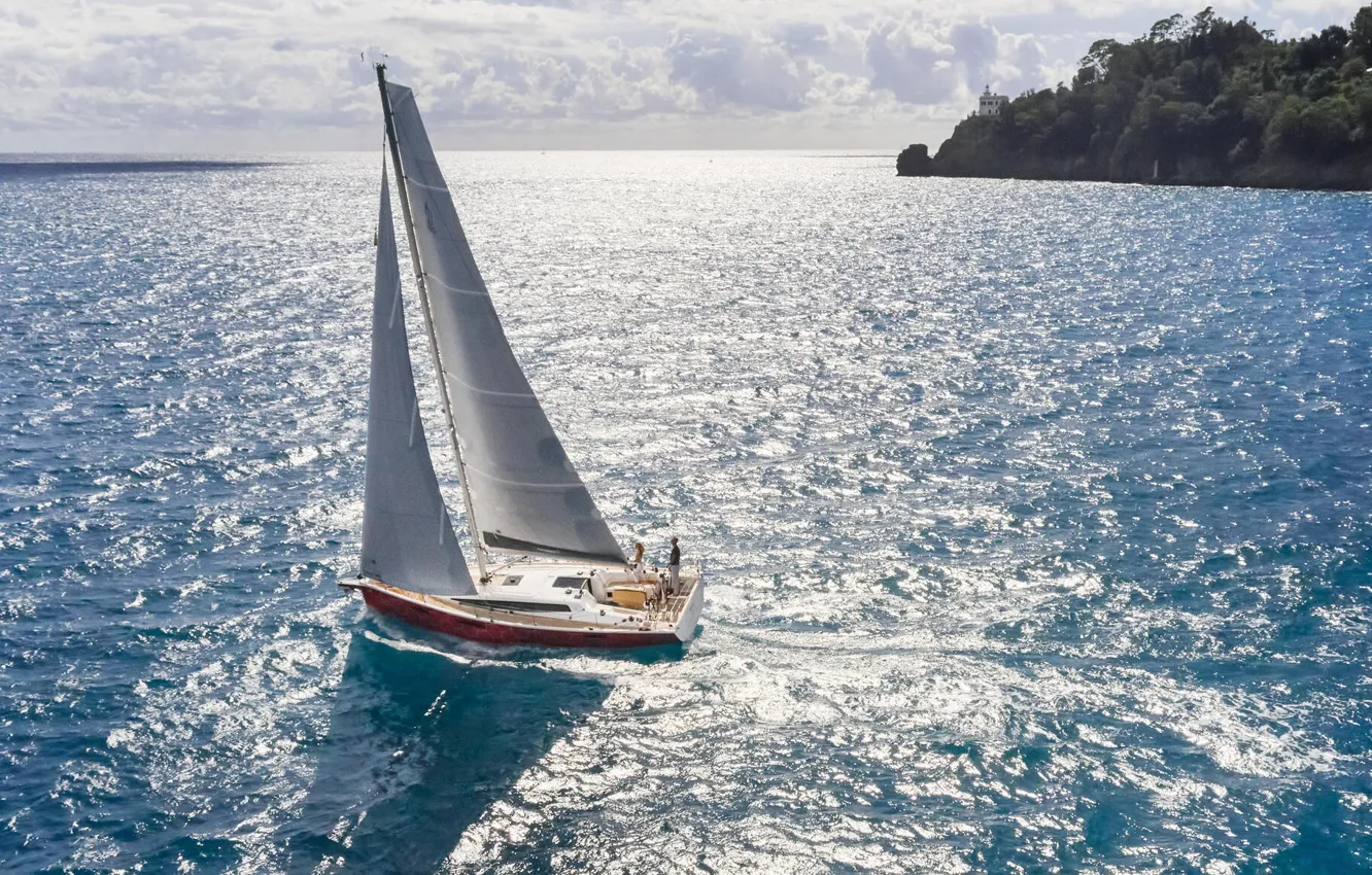 Photo wallpaper sea, the wind, coast, yacht, Italy, sails, walk, swimming