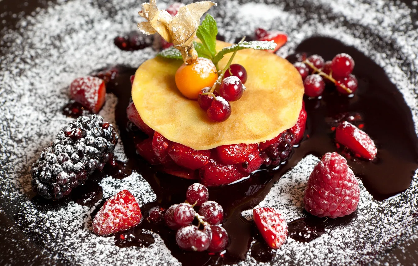 Photo wallpaper berries, dessert, pancakes