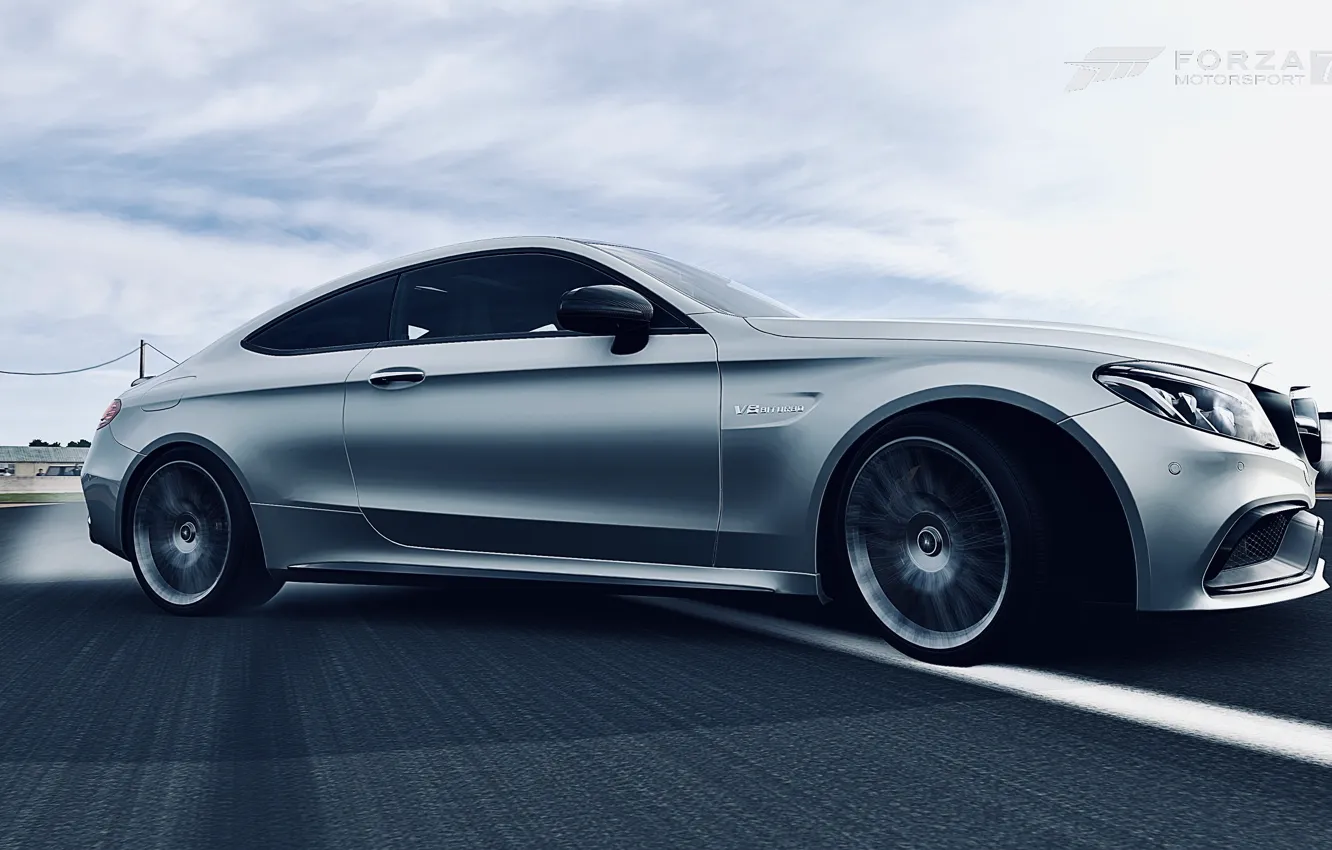 Photo wallpaper HDR, Mercedes, Benz, drift, game, AMG, Coupe, C Class