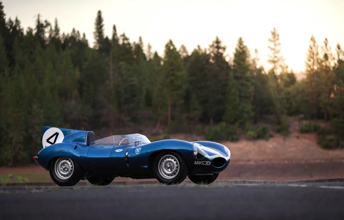 Photo wallpaper Blue, Classic, Motorsport, Sports car, Jaguar D-Type