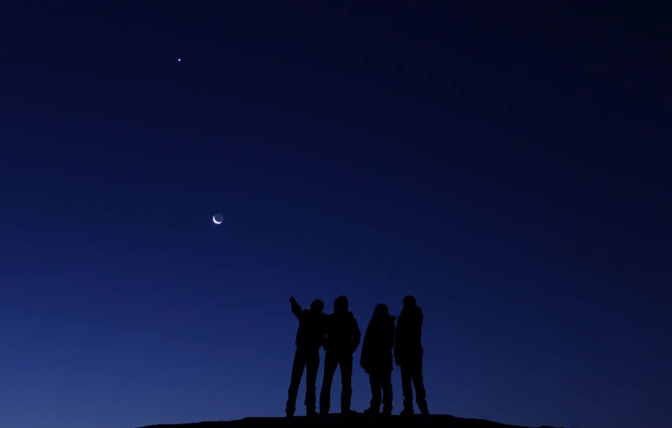 Photo wallpaper space, the moon, people, Venus