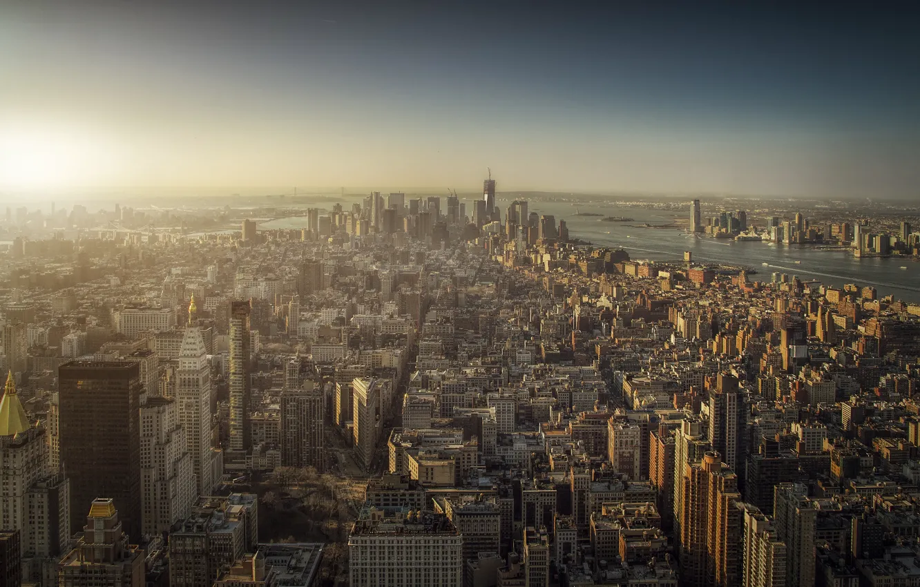 Photo wallpaper the city, view, megapolis, New York, Manhattan, panorama