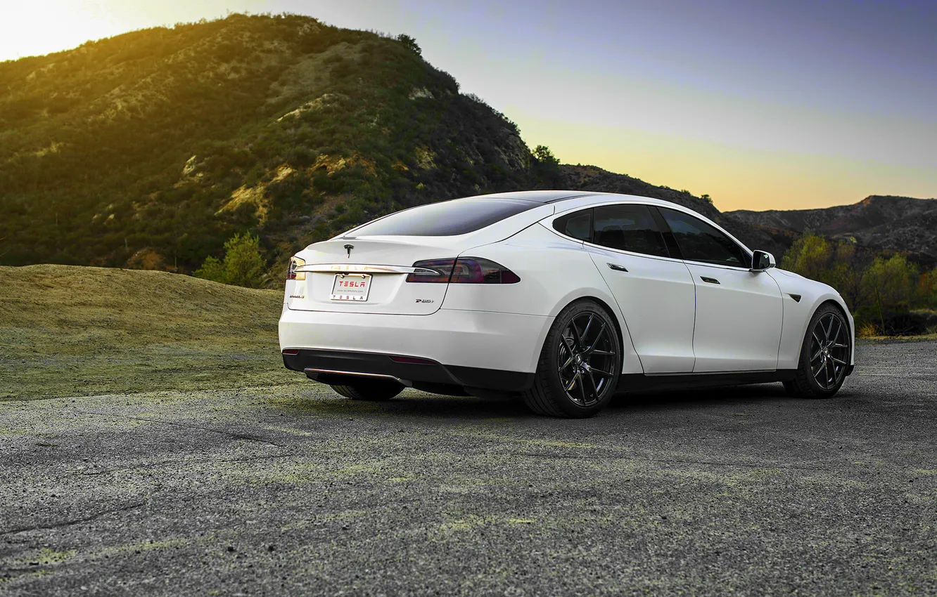 Photo wallpaper white, wheels, Tesla, Model S