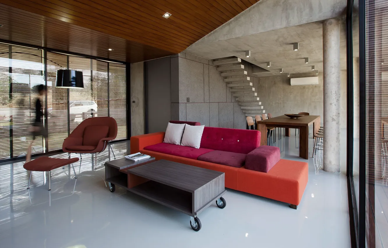 Photo wallpaper design, interior, living room, dining room, techno style, W House, by IDIN Architects