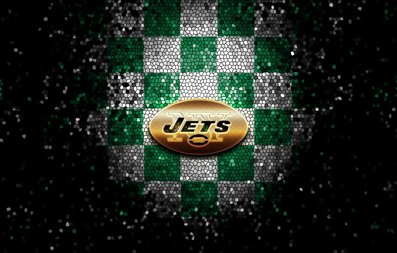 Photo wallpaper wallpaper, sport, logo, NFL, glitter, checkered, New York Jets
