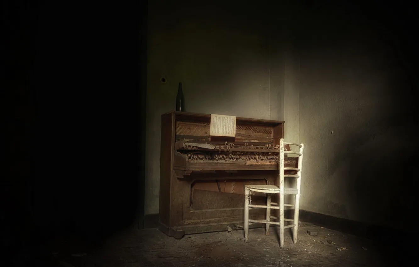 Photo wallpaper music, chair, piano