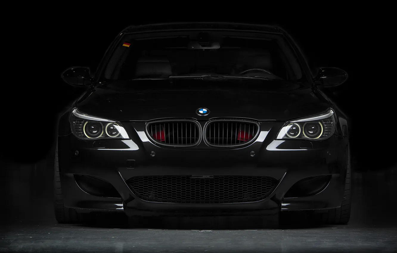 Photo wallpaper black, bmw, BMW, black, the front, e60