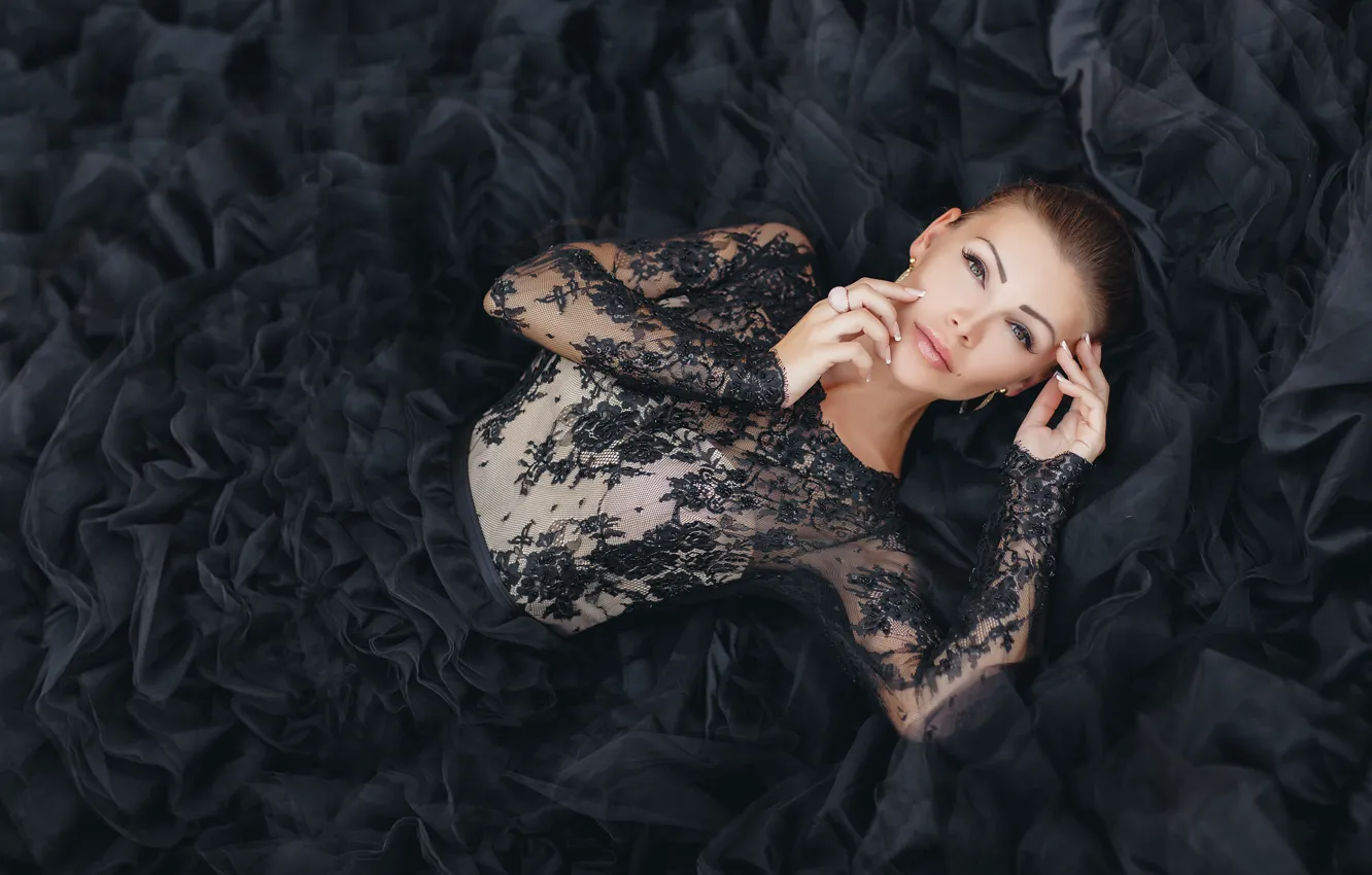 Photo wallpaper girl, style, black dress