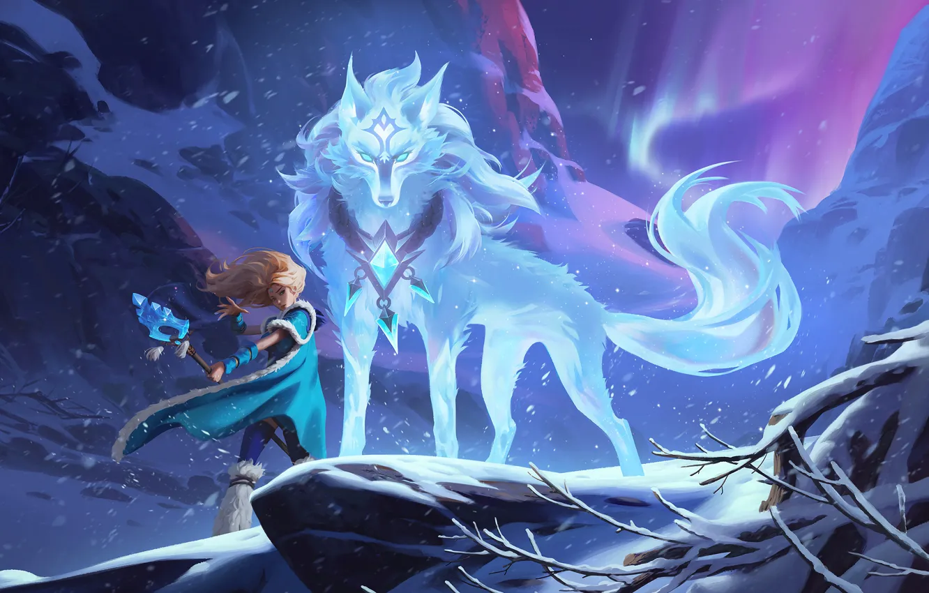 Photo wallpaper Art, Snow, Crystal Maiden, Dota 2, MOBA, Persona