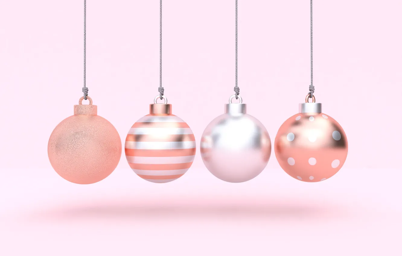 Photo wallpaper rendering, holiday, balls, New year