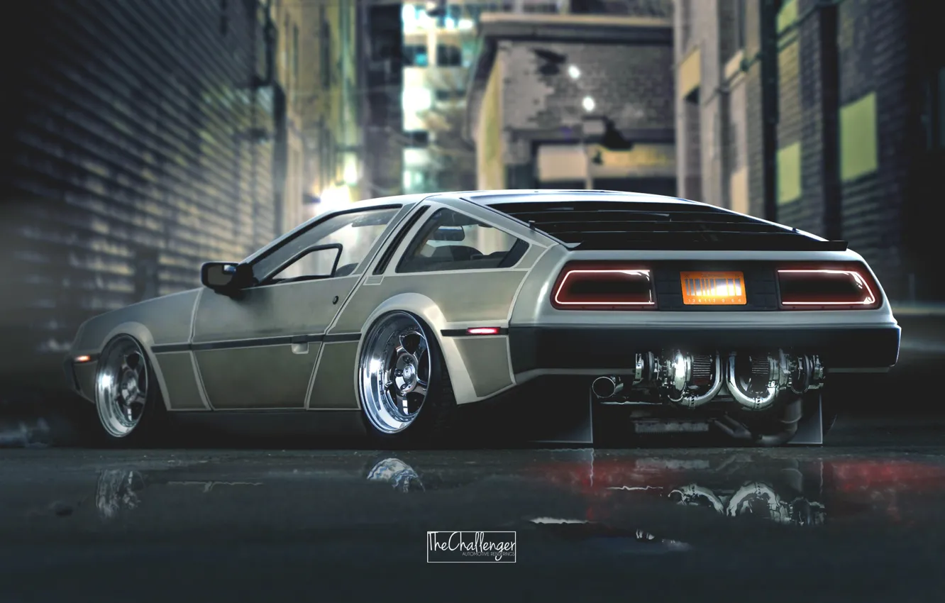 Photo wallpaper Machine, Car, DeLorean DMC-12, Art, DeLorean, DMC-12, DMC, Retrowave