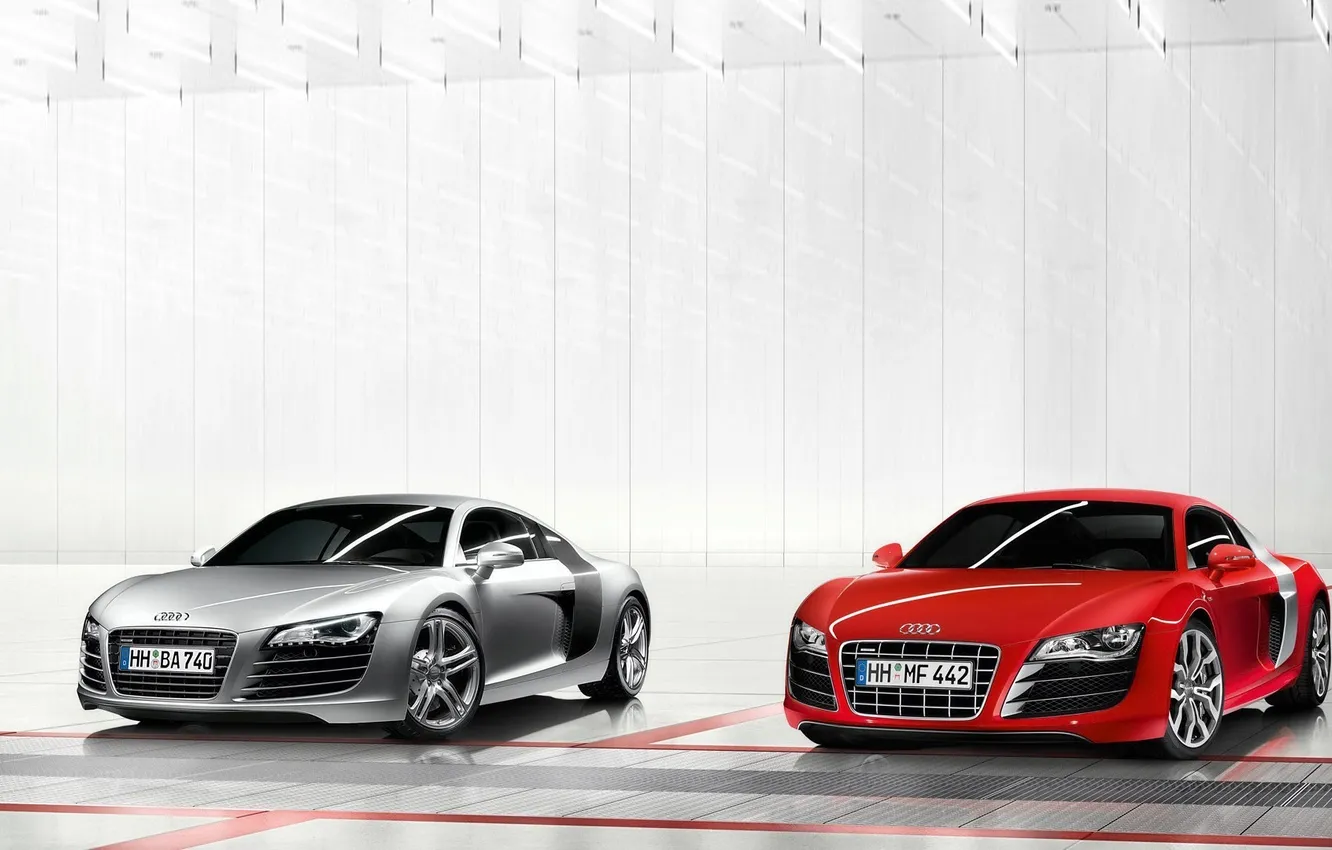 Photo wallpaper auto, Audi, Wallpaper, two, Audi R8
