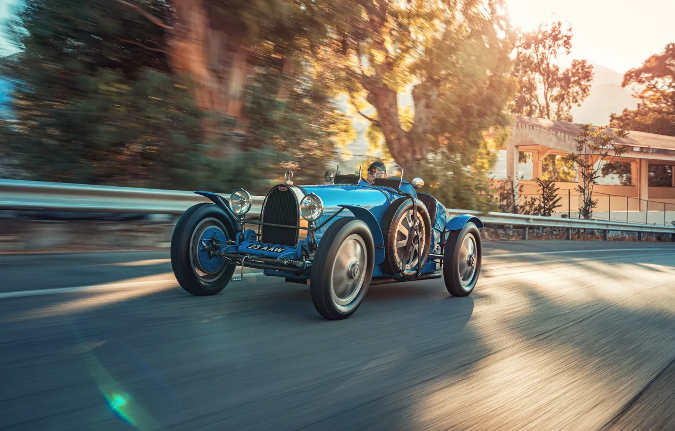 Photo wallpaper car, Bugatti, blue, legendary, Bugatti Type 35, Type 35