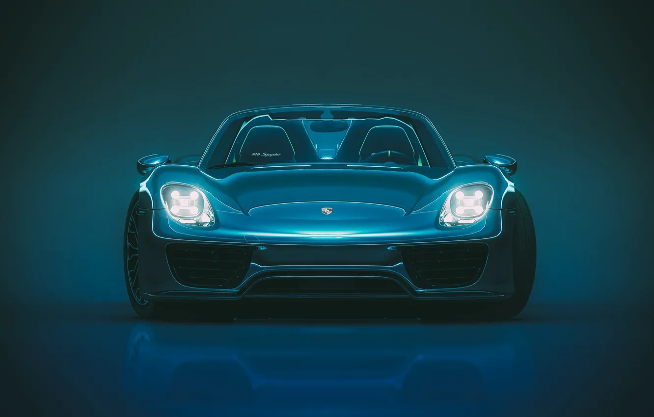 Photo wallpaper Auto, Porsche, Machine, Lights, 918, The front, Porsche 918, Transport & Vehicles