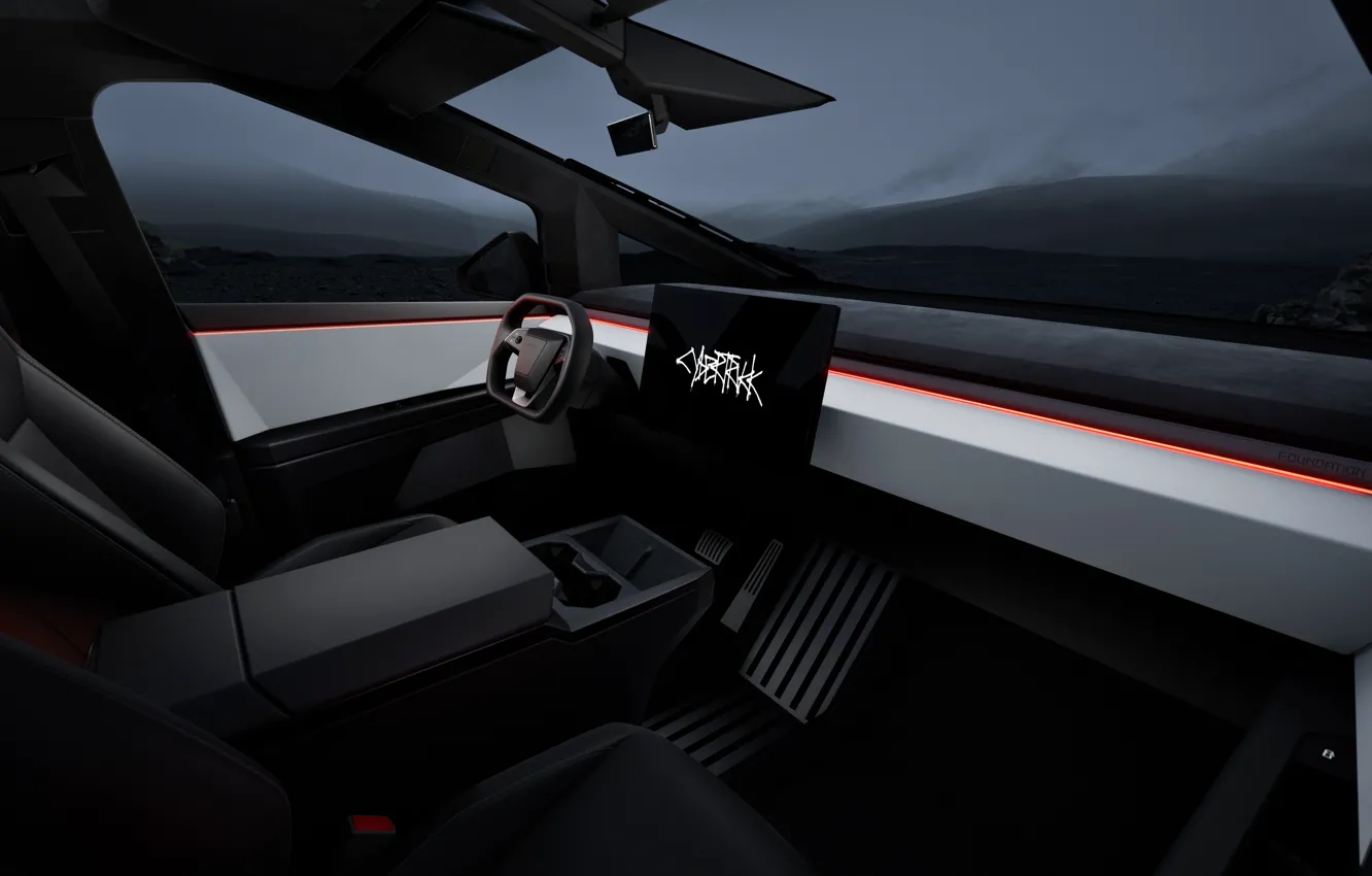 Photo wallpaper Tesla, car interior, 2023, Tesla Cybertruck, Cybertruck