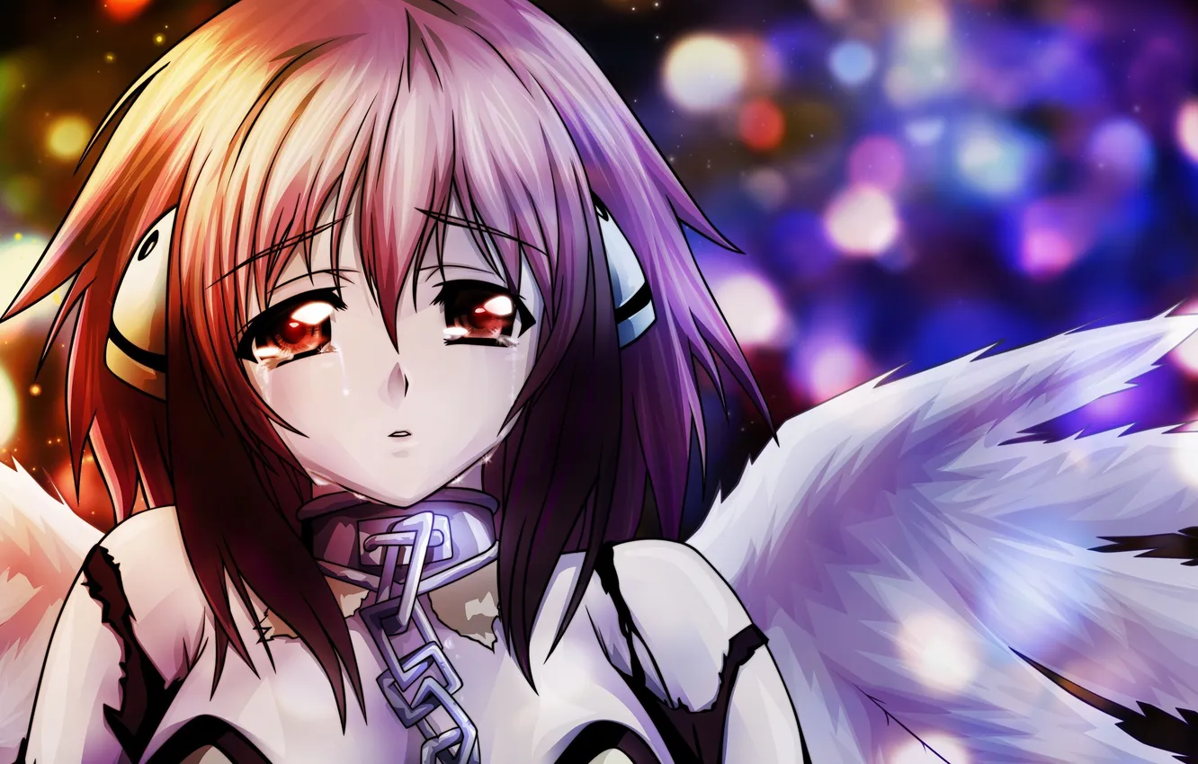 Photo wallpaper girl, wings, tears, art, Sora No Otoshimono