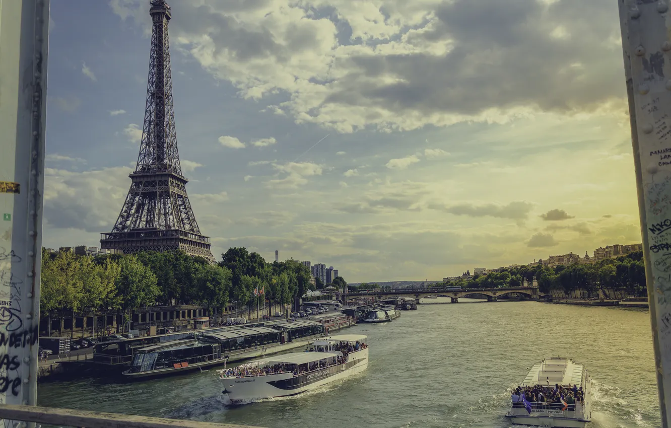 Photo wallpaper river, Eiffel tower, Paris, France, paris