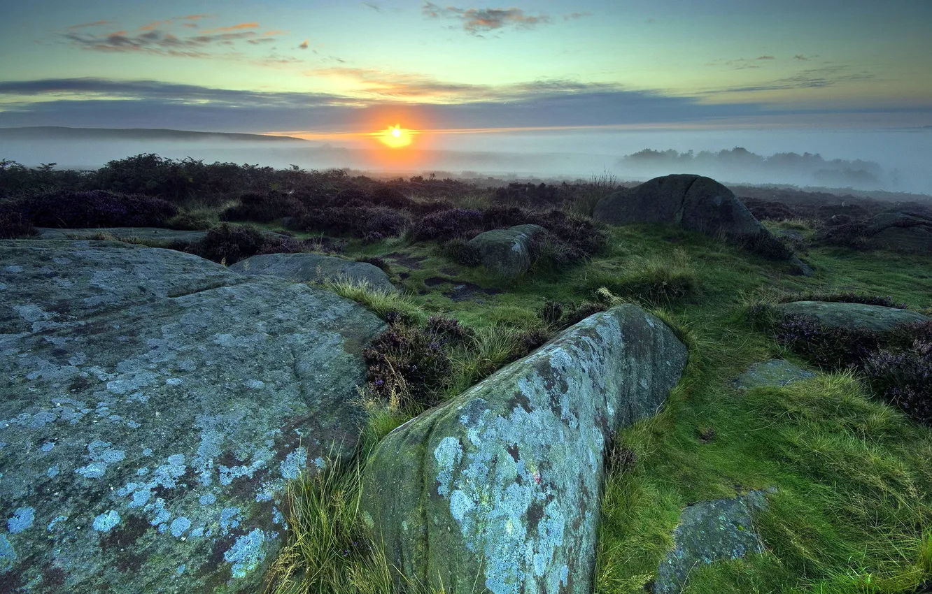 Photo wallpaper landscape, sunset, stones