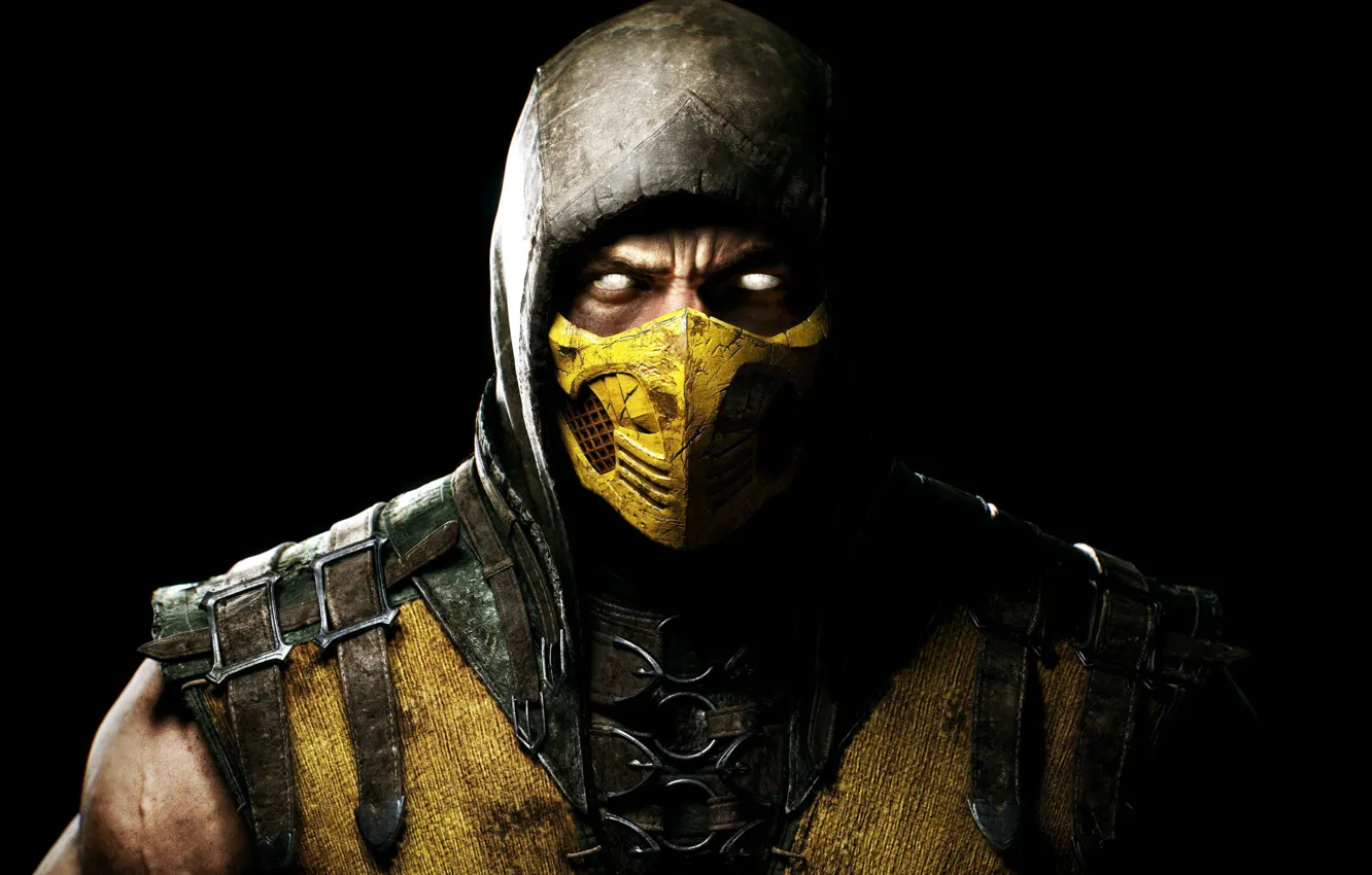 Photo wallpaper look, mask, hood, fighter, Scorpio, ninja, Warner Bros. Interactive Entertainment, NINJA