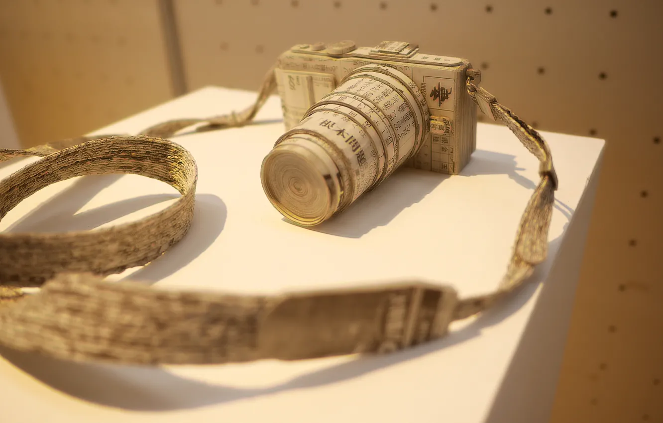 Photo wallpaper macro, background, newspaper camera