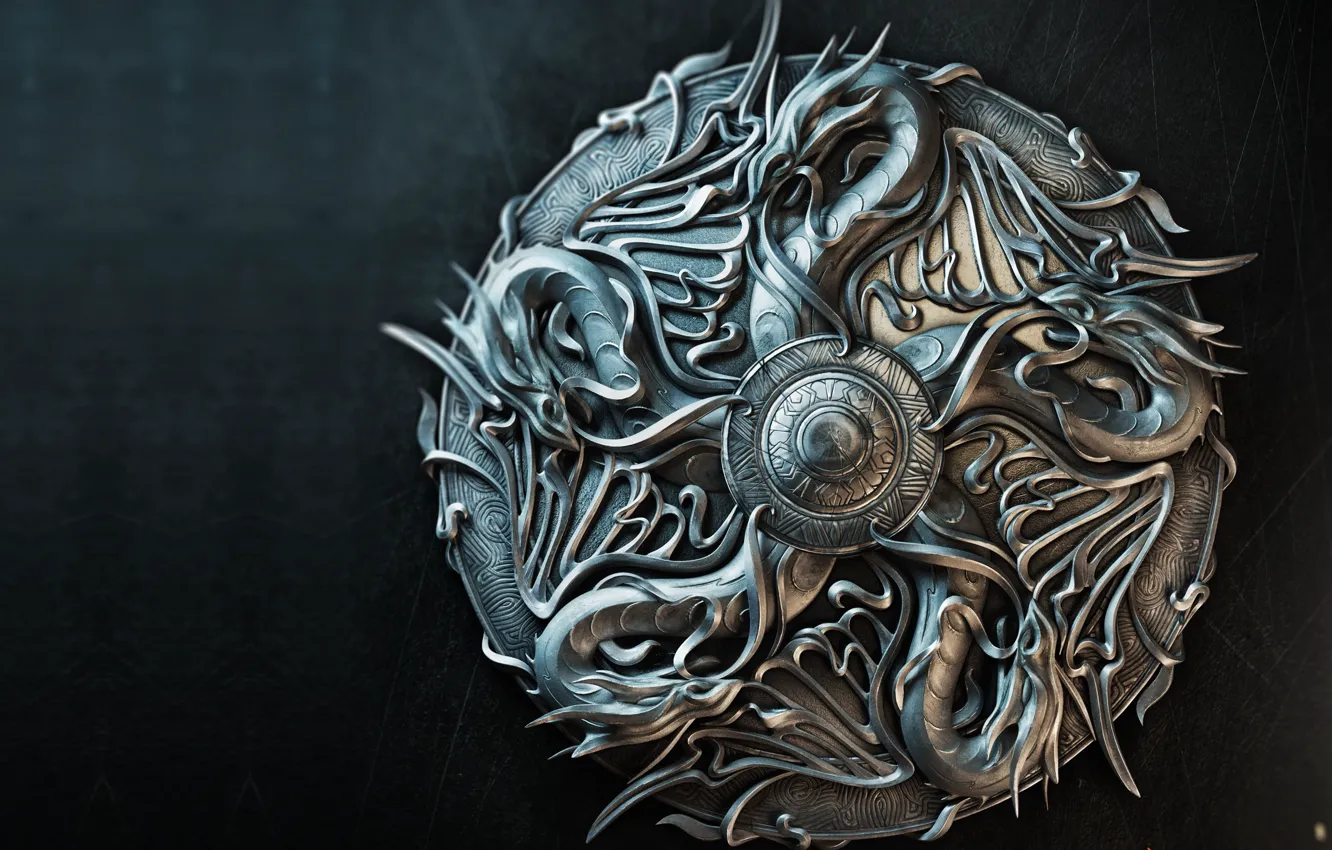 Photo wallpaper art, shield, Sasha Vinogradova, Illustration for book cover