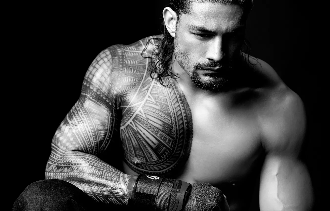 Photo wallpaper pose, tattoo, tattoo, glove, muscle, muscle, wrestler, tattoo