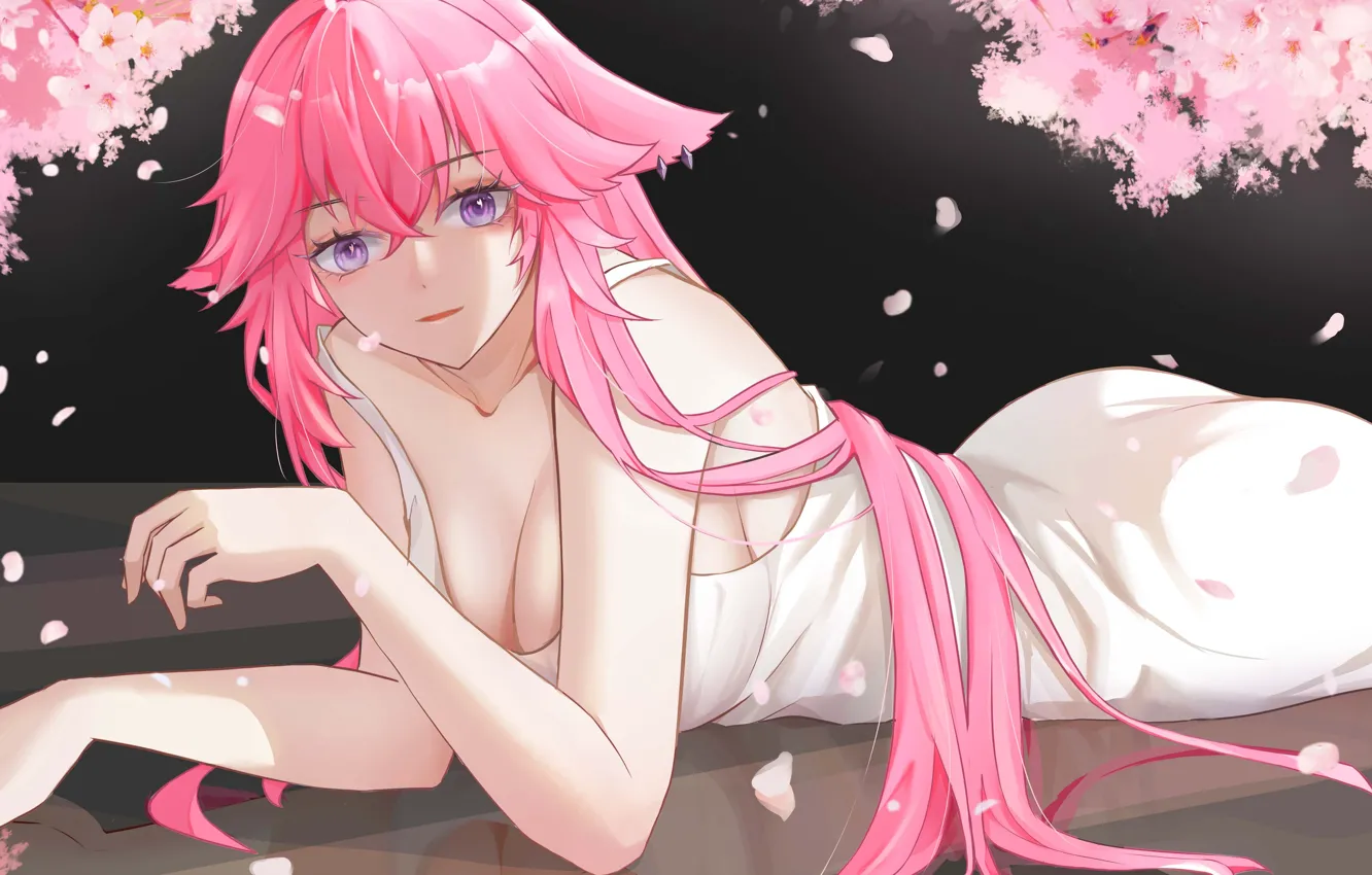 Photo wallpaper Genshin Impact, sexy girls, yae miko genshin impact