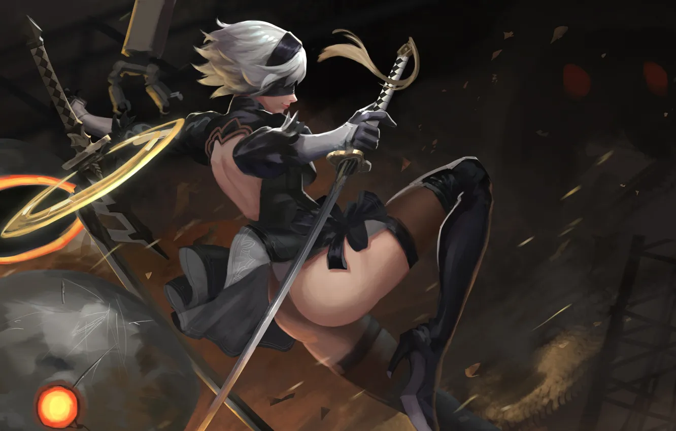 Photo wallpaper katana, warrior, sexy babe, Game Art, Nier Automata, game character, Yorha No2