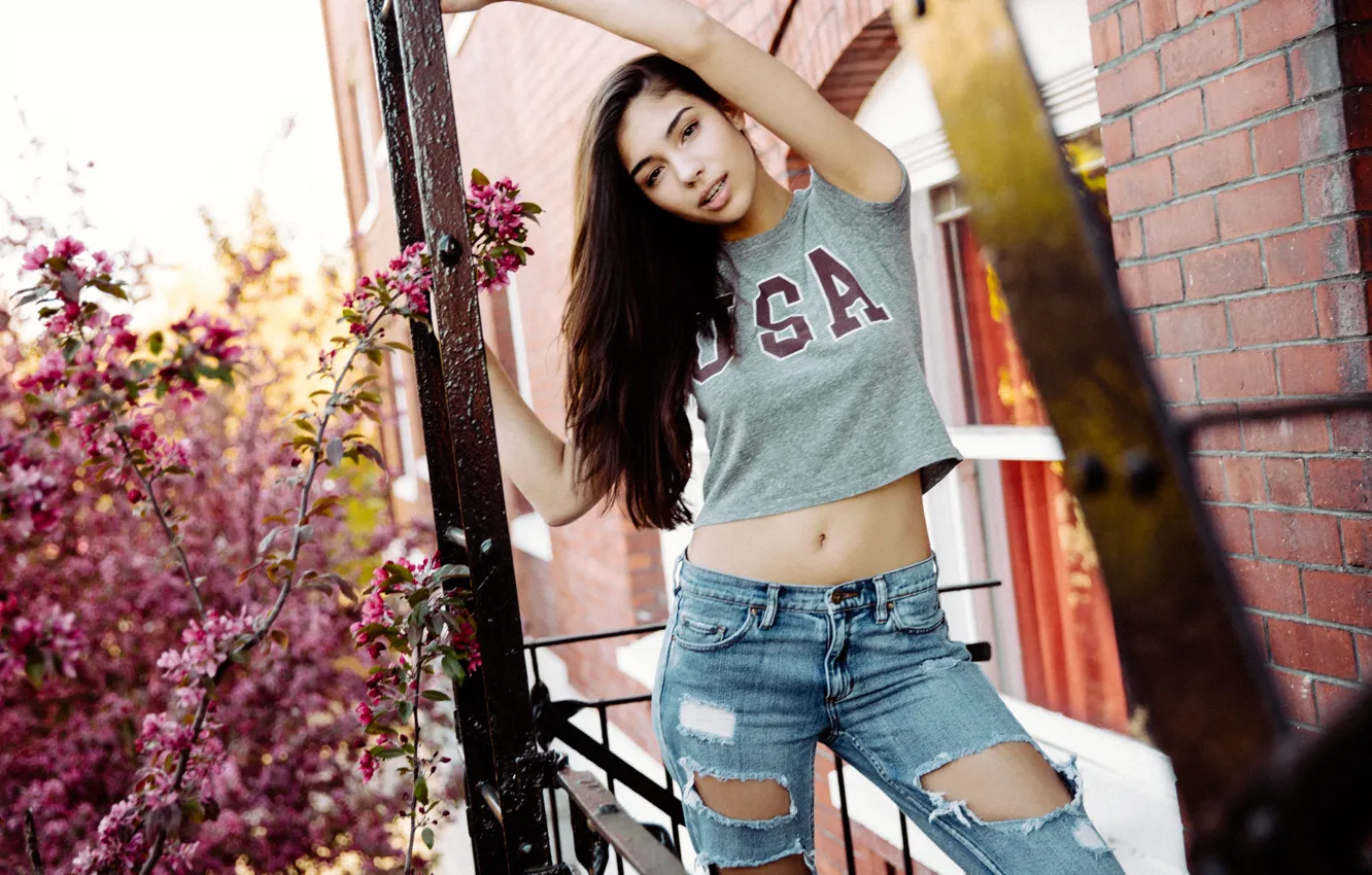 Photo wallpaper girl, pose, brunette