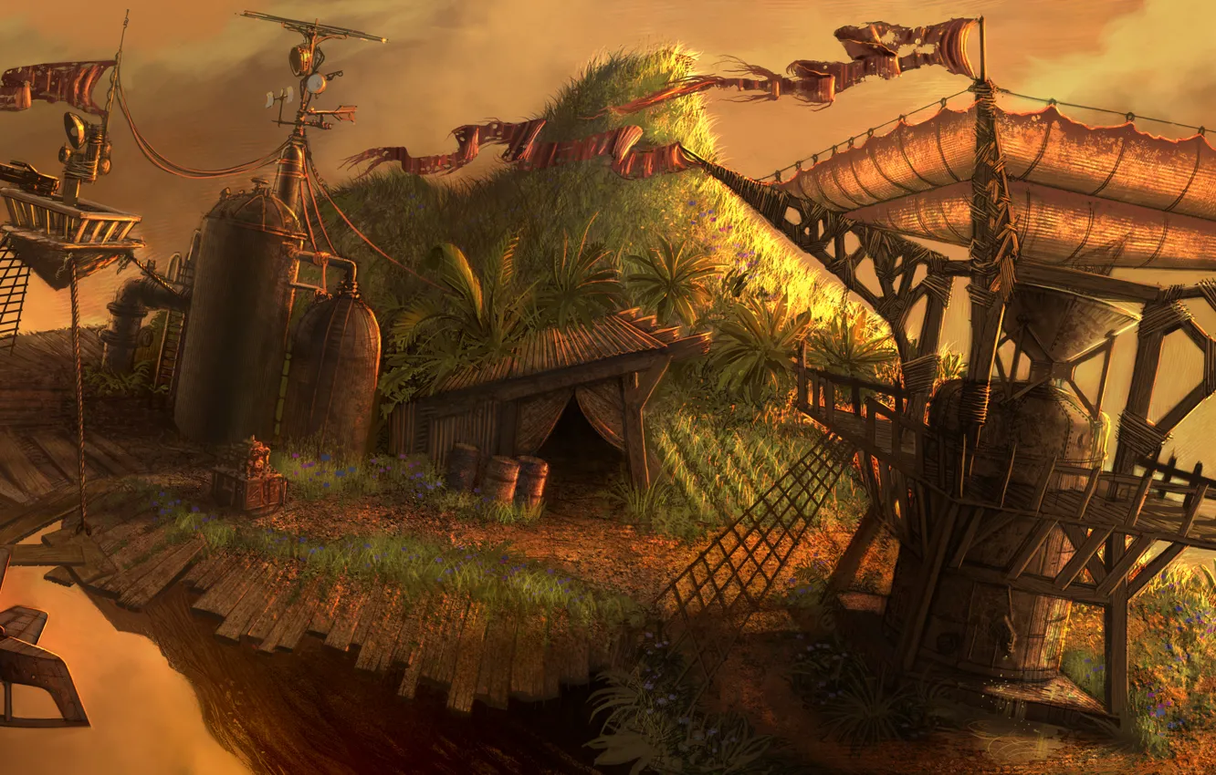 Photo wallpaper the sky, mountains, fiction, strengthening, machine gun, the Wallpapers, free, free