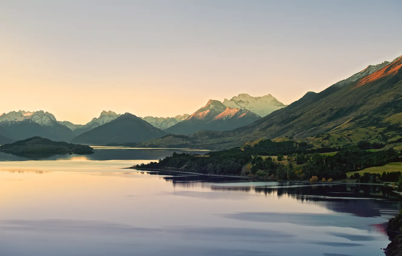 Photo wallpaper forest, mountains, nature, lake