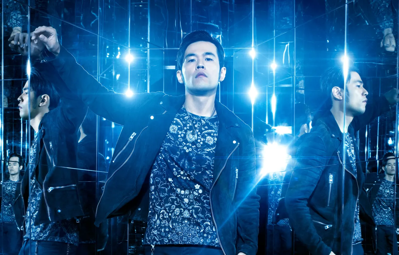 Photo wallpaper reflection, blue, lamp, lighting, jacket, t-shirt, mirror, Now You See Me 2