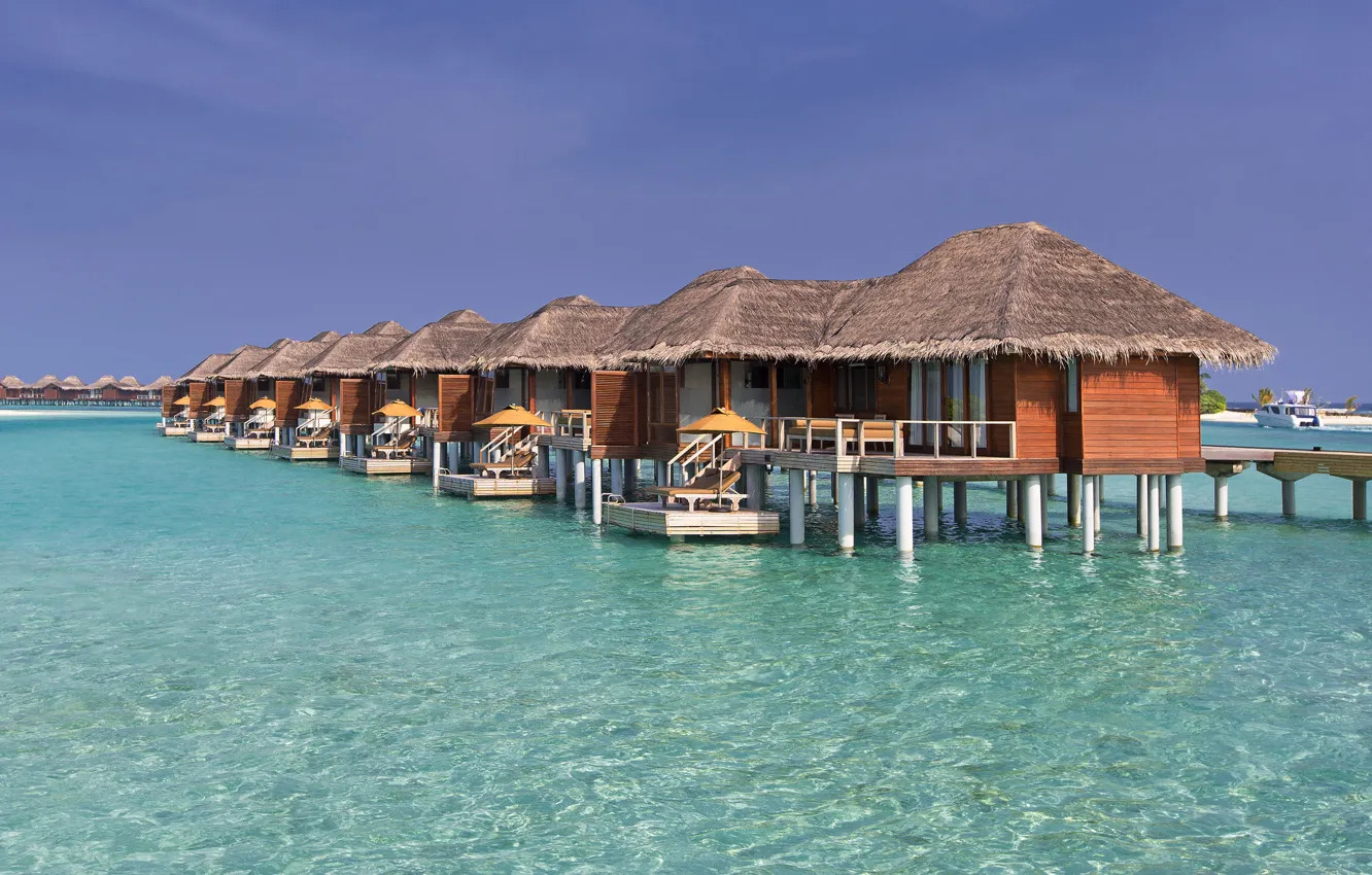 Photo wallpaper the ocean, The Maldives, resort