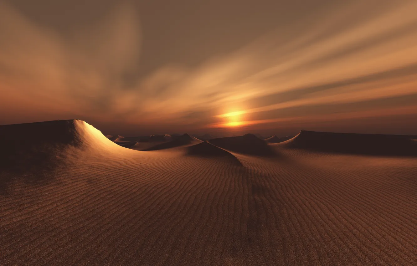 Photo wallpaper landscape, desert, figure, dunes
