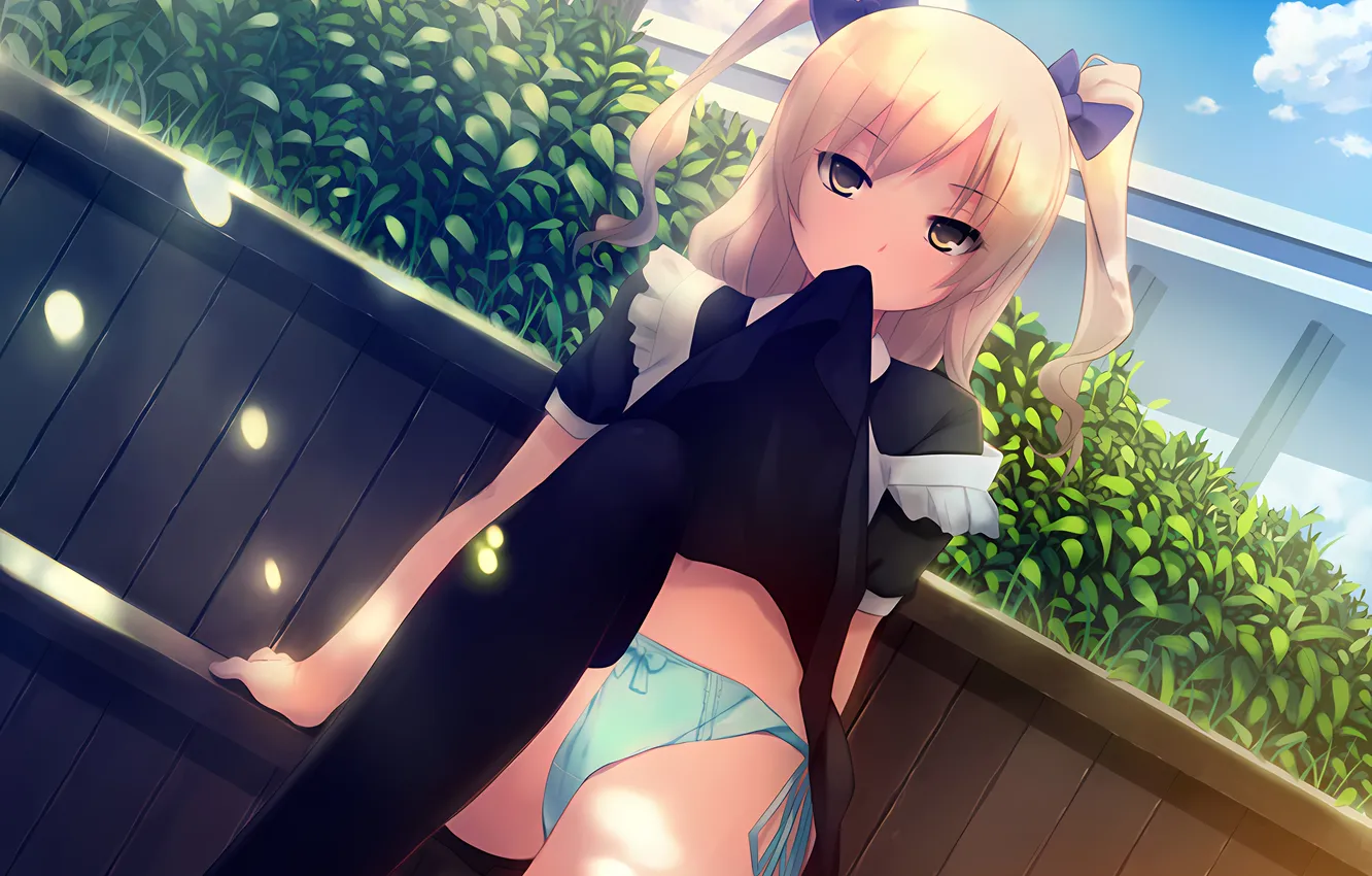 Photo wallpaper girl, sexy, lingerie, panties, thighhighs, long hair, dress, legs