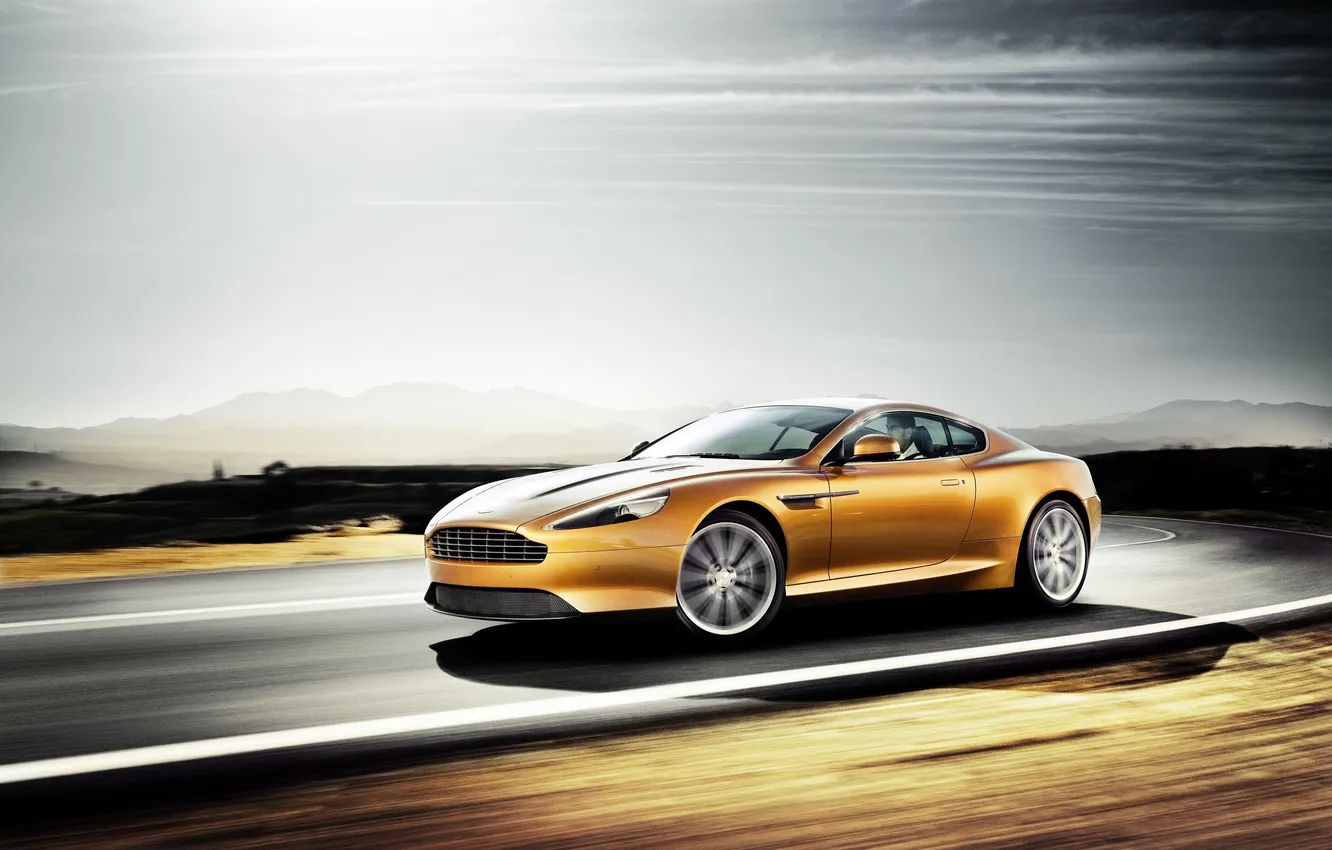 Photo wallpaper Aston Martin, speed, blur, Aston Martin, cars, auto, orange, oranzhevy