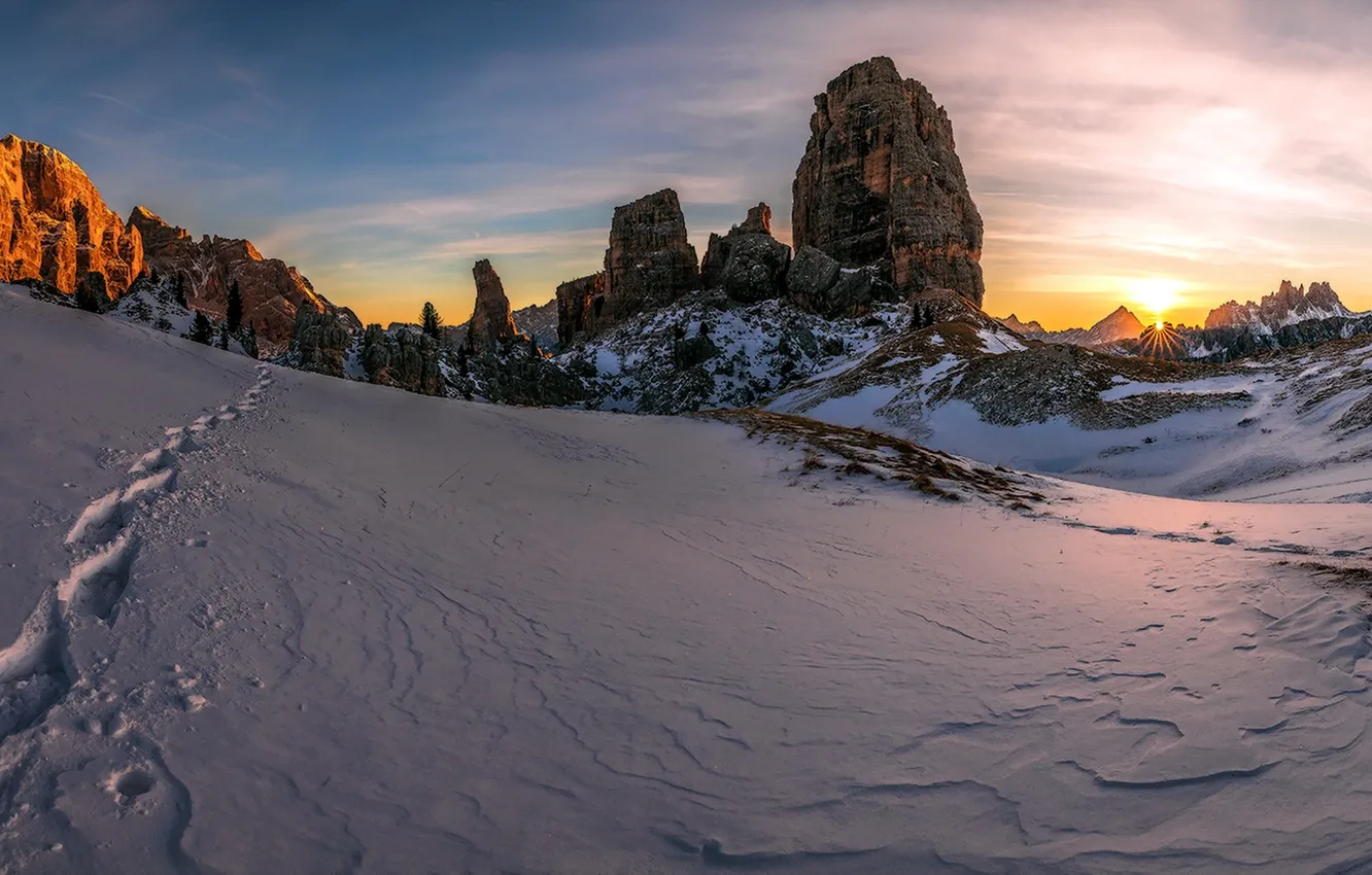 Photo wallpaper snow, mountains, nature