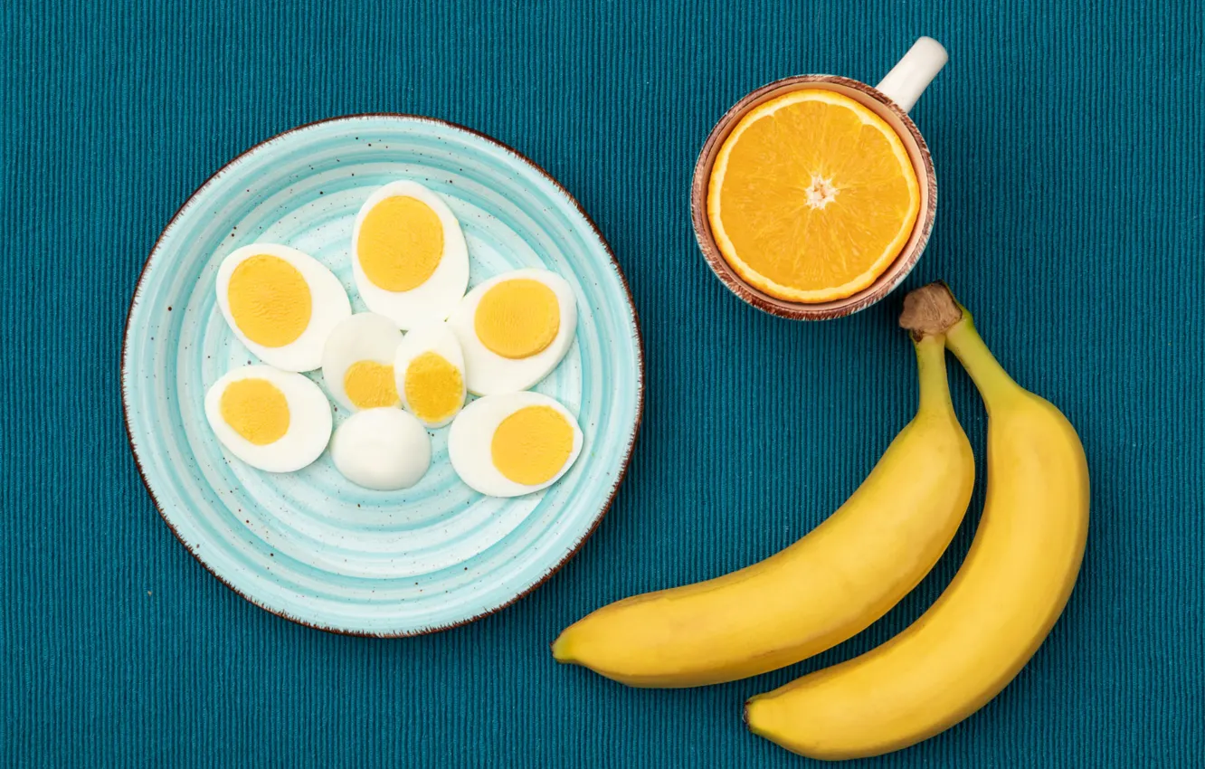 Photo wallpaper orange, eggs, bananas