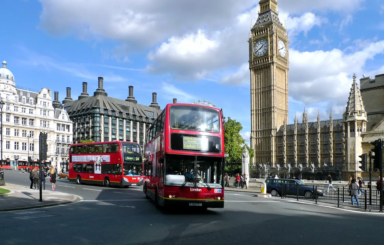Photo wallpaper London, london, big ben, buses